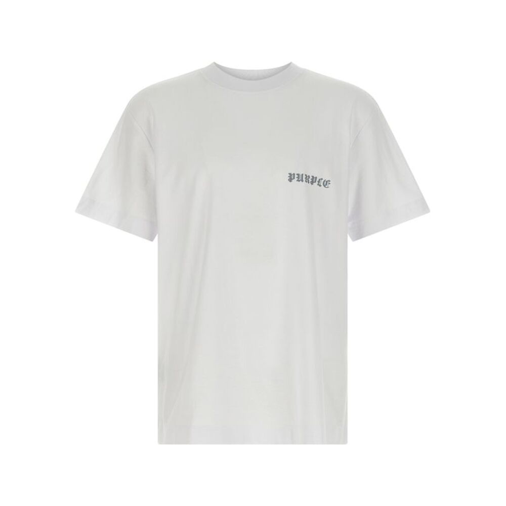 PURPLE White Cotton Men's T-Shirt